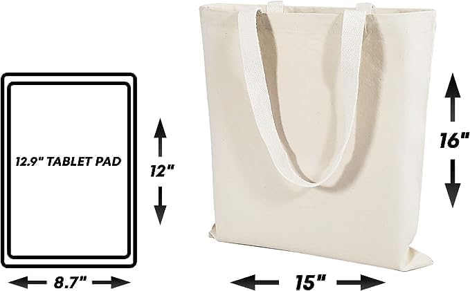 TBF Heavy Duty Wholesale Cotton Canvas Tote Bags 15x16 Inch - Reusable for Work, Travel, Grocery - Men & Women - Image 4