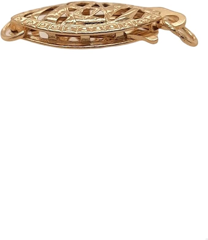 14K Solid Yellow Gold Marquise Filigree Safety Clasp, 16MM by CRAFT WIRE | 1pc, 14K Solid Yellow Gold Marquise Filigree Clasp, Gold Clasp for Pearl or Bead Strands, Connector for Jewelry Made in USA - Image 5