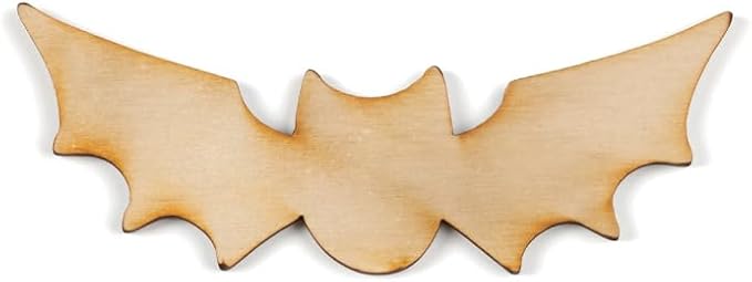 Pack of 12 Unfinished Wood Halloween Vampire Bat Cutouts - Wooden Fright Night Craft Shapes for DIY Projects and Decorations - Made in USA (5-1/4" x 2-1/4") - Image 3
