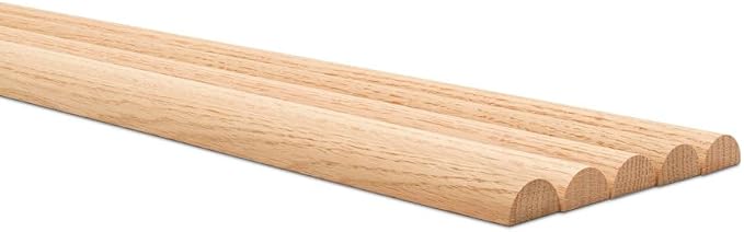 Split Oak Dowel Rods 1-inch x 48-inch, Pack of 5 Unfinished Fluted Molding Trim for DIY & Dowel Feature Wall, by Woodpeckers - Image 3