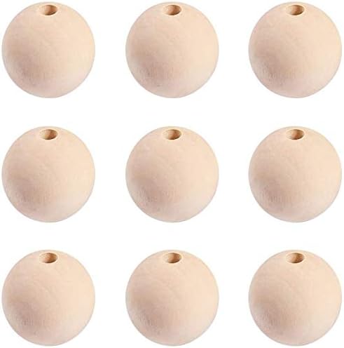 100Pcs Natural Wooden Beads DIY Unfinished Wood Ball Handmade Round Necklace for Making Jewelry Bracelet Crafts Decorations by Ulalaza