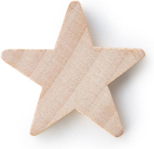 50 Pcs, Wood Stars Cut Outs 1-1/2" Tall X 1-1/2" Wide X 3/16" Thick by Unknown