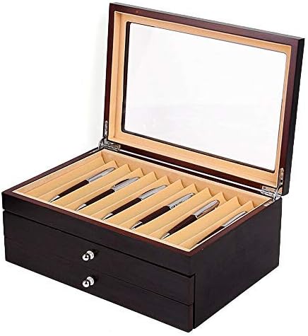 Ethedeal 3 Layer 34 Slots Display Box Wood Pen Display Case Fountain Pen Storage Box Gifts,Pen Display Case Storage, Fountain Pen Collector Organizer Box(34-Black) by CNCEST
