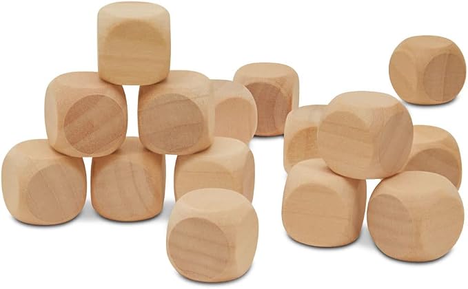 Blank Wooden Dice for Crafting and Games, 3/4 Inch Wood Blocks for Crafts, Pack of 100 Unfinished Small Wooden Blocks for Crafts, Small Wood Cubes for Games & Party Decor, by Woodpeckers by Woodpeckers