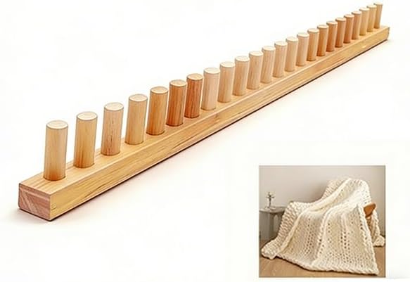 QAMGCYW 75" Chunky Yarn Loom, Beginner Hand Knitting Loom with Detachable Wooden Frame, Adjustable Size No Needles, DIY Blanket Weaving Loom, Premium Wood No Coating by Unknown