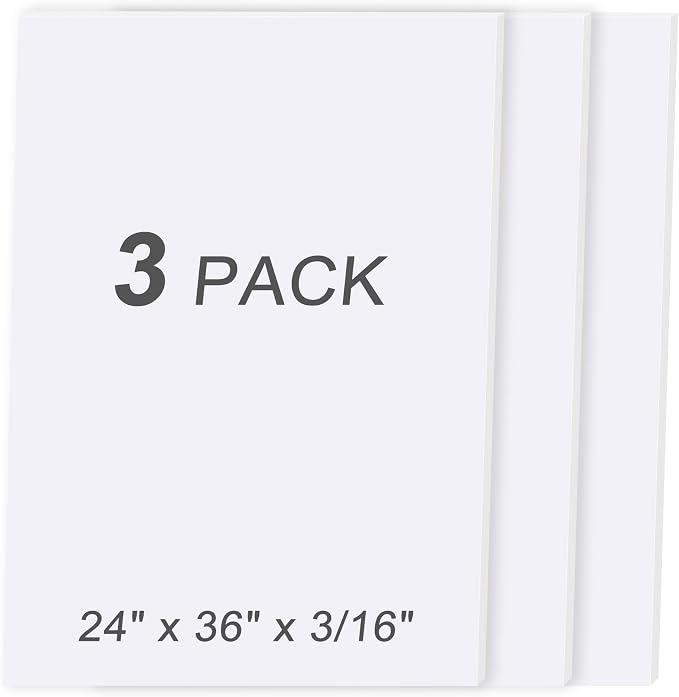 3 Pack White Foam Board 24" x 36", 3/16" (5MM) Thick Board Poster Acid-Free Foam Core, Double Sided Foamboard Sheets for Projects, Art, Craft, Presentations and Wedding Signage by MYFAMIREA