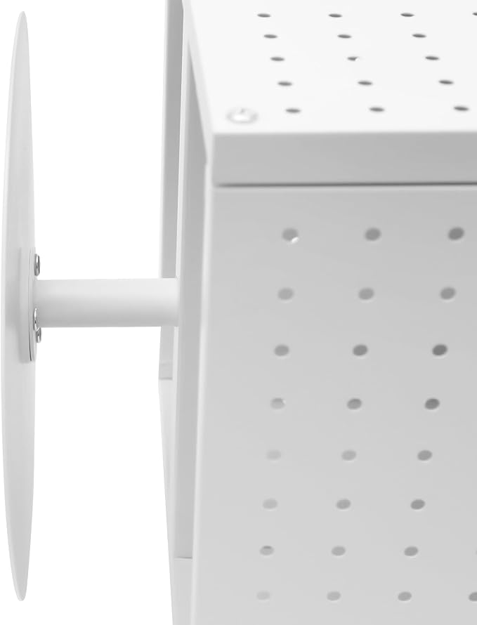 Pegboard Rotating Display Stand with 20 Hooks, 4 Sided Metal Spinning Peg Board Displays, Jewelry Earring Stands, Craft Keychain Rack, Necklace Holder for Retail Table Counter (White) - Image 6