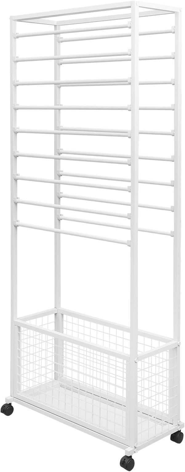 Ribbon Holder Organizer Rack, 20-Layer Ribbon Holder with Wheels | Double-Sided 20-Layer Ribbon Holder with Wheels, Wrapping Paper Ribbon Display Rack Storage Shelf for Craft Room - Image 5