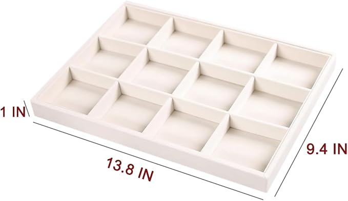 Coward 2PC Stackable 12 Grids Jewelry Organizer Tray Bracelet Display Stand for Selling Velvet Necklace Holder Earring Box Storage (12grid+12grid) - Image 6