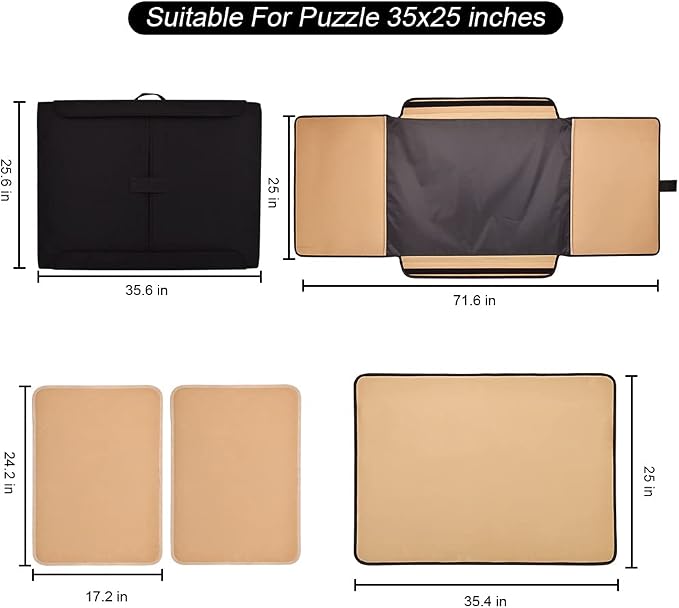 1500 Pieces Jigsaw Puzzle Board, Portable Puzzle Board, 25"×35.43" Jigsaw Puzzle Table Board, Puzzle Keeper Puzzle Caddy with Sorting Trays & Detachable Board,Non-Slip Surface - Image 2