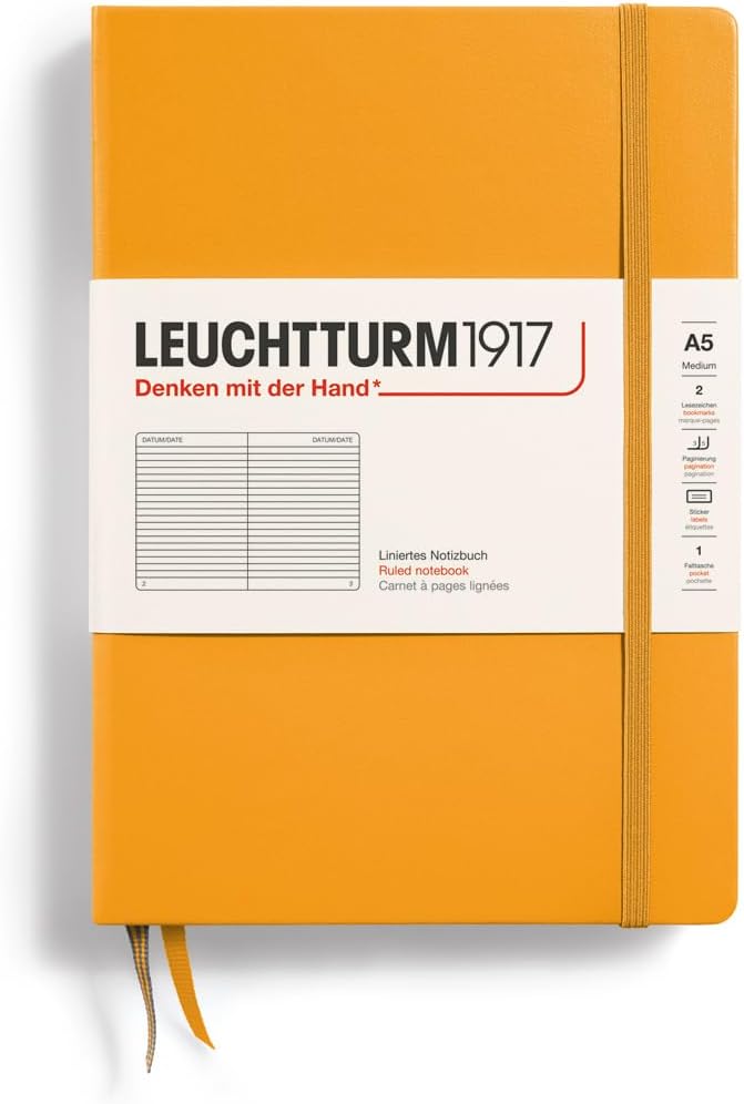 LEUCHTTURM1917 - Notebook Hardcover Medium A5-251 Numbered Pages for Writing and Journaling (Rising Sun, Ruled) by LEUCHTTURM1917