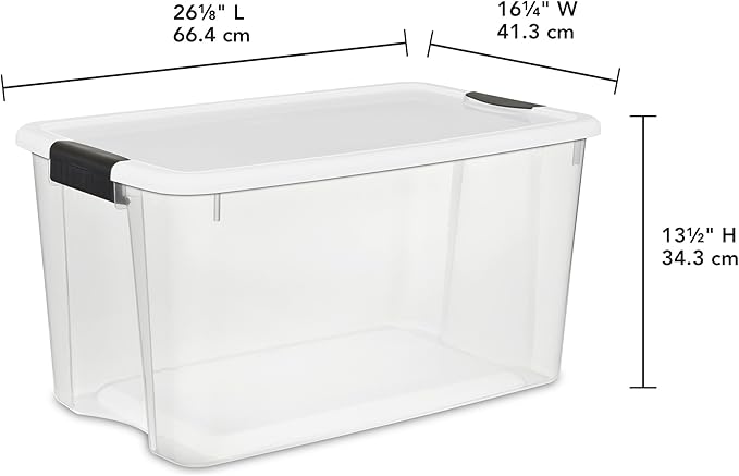 Sterilite 12-Pack Ultra Latching Box, Storage Bins with Lids, Clear Plastic, 70 Quart - Heavy-Duty Organizing Containers for Closet, Bathroom, and Office - Image 4
