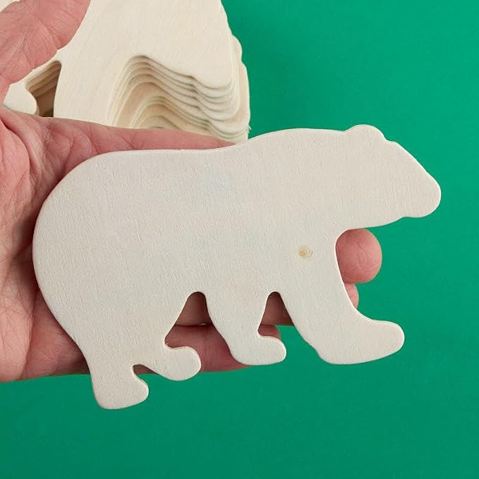 Wooden Bear Cutouts - Pack of 24 Unfinished Wood Craft Shapes - Made in USA (4-3/4" W x 3" H) - Image 3