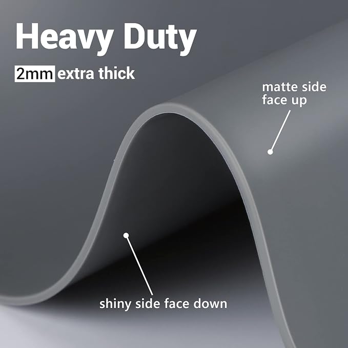Ewen 25.6"x17.7"x0.08" Large Heat Resistant Silicone Mat for Kitchen Counter, 2mm Thick Countertop Protector Mat, Non-Stick Glass Top Stove Cover Pad for Appliances Coffee Maker Table Workbench Gray - Image 4