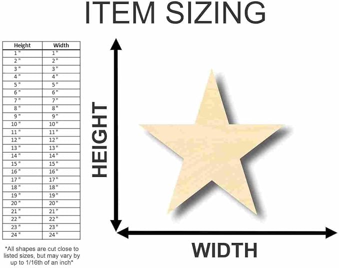 Unfinished Wood Star Shape | DIY Celestial Craft Cutout | Up to 36" 16" / 1/4" - Image 3