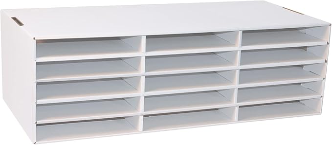 Classroom Keepers 9" x 12" Construction Paper Storage, 15-Slot, White, 9-3/8"H x 29-1/4"W x 12-7/8"D, 1 Unit by CreativityStreet%C2%AE