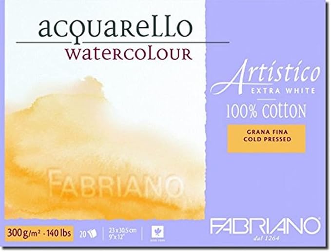 Fabriano Artistico 140 lb. Cold Press 20 Sheet Block 9x12" - Extra White by Fabriano