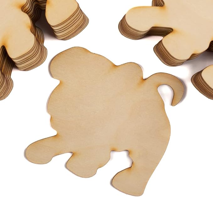 Pack of 24 Unfinished Wood Dog Cutouts by Factory Direct Craft - Wooden Pet Puppies Bulldog French Bulldog Shapes for Crafts and DIY Projects (Size: 4" W x 3-1/2" H) - Image 2