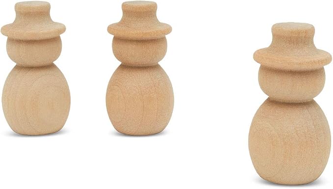 Snowman Peg Dolls 1-13/32 inch, Pack of 25 Wooden Peg Dolls for Christmas Crafts, Nativity Scenes, Holiday Decorations, by Woodpeckers - Image 3