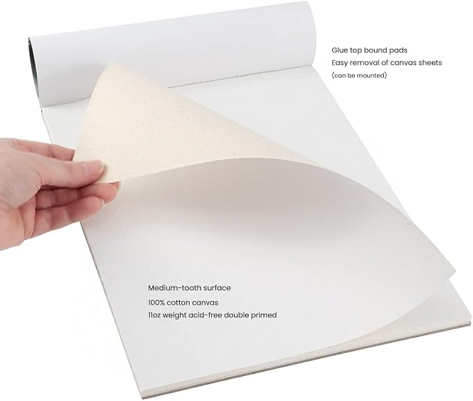 Paramount Universal Primed Premium Cotton Canvas Pads - White - 11"x14" - 6 Pack - 60 Total Sheets - Universal Double Primed Cotton Canvas Pads for Drawing, Painting, Travel, & More - Image 6