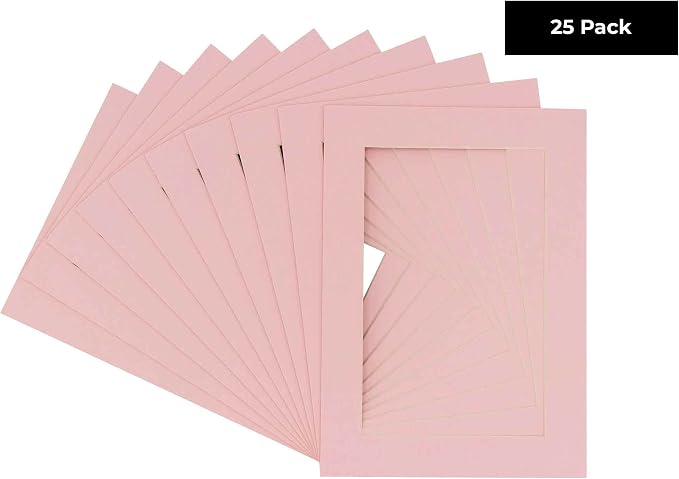 8x10 Mat for 12x16 Frame - Precut Mat Board Acid-Free Show Kit with Backing Board, and Clear Bags Soft Pink 8x10 Photo Matte Made to Fit a 12x16 Picture Frame Matboard for Framing, Pack of 25 Mats - Image 2