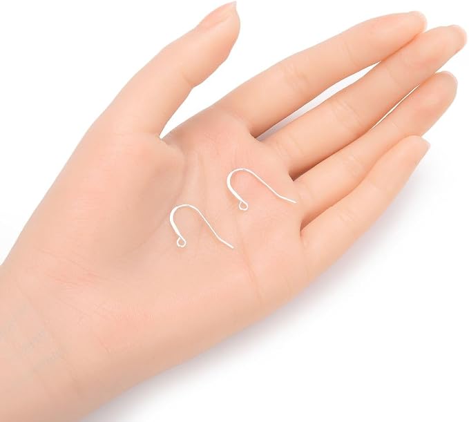 20pcs Adabele Real 925 Sterling Silver Fish Earring Hooks 18mm, 20 Gauge | Solid 925 Silver Flat Fishhook Ear Wires, Open Loops to Attach Charms Gemstones Dangles for Craft Jewelry Making - Image 3