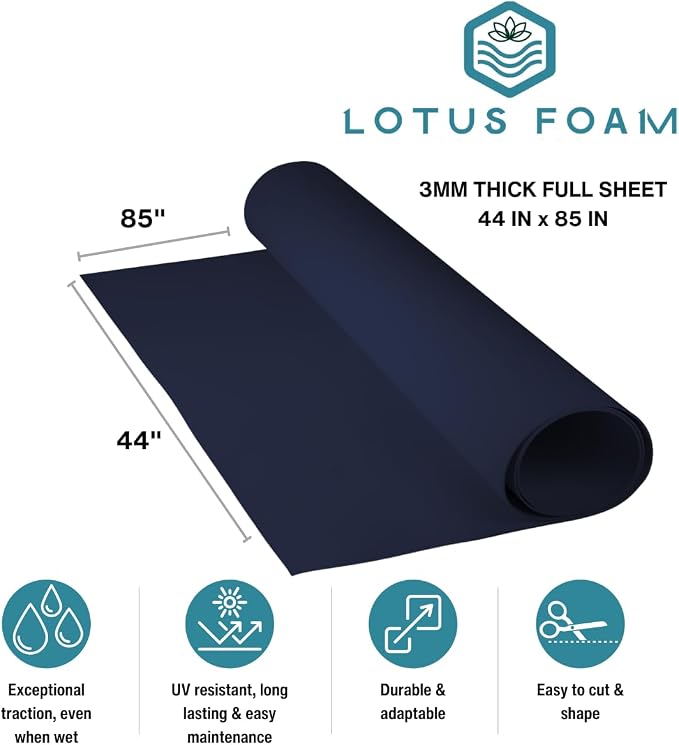 LotusFoam EVA Foam Sheet 3mm – 44"x 85" Craft Foam for Cosplay, Costumes & DIY, High Density 130 kg/m3, Heat Shapeable, Paintable, 35 Colors (Navy) - Navy - Image 2