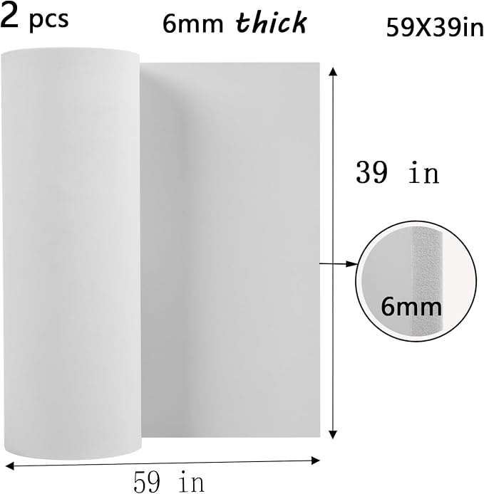AMZQNART 6mm EVA Foam Sheets Roll 39x59in White 2pcs for Cosplay 90kg/m3 | High Density, High stability, Craft Armor and Weapons, Halloween Costumes, Christmas, Easter, Thanksgiving - Image 2