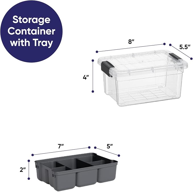Superio Mini Storage Container Organizing Bin with Removable Tray Plastic Tools, Sewing, Crafts Box, 1.85 Qt. - Image 2