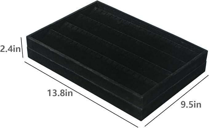 Coward 2PC Black Velvet Stackable Earring Tray Drawer Jewelry Holder Organizer Box Storage Earring Display Stand for Home Drawer or Store Selling (earring+earring) - Image 5