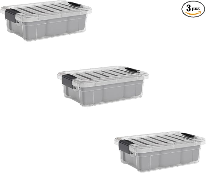 Superio Small Storage Container Organizing Bin with Removable Tray Plastic Tools, Sewing, Crafts Box, 2.25 Qt, 3 Pack by Superio