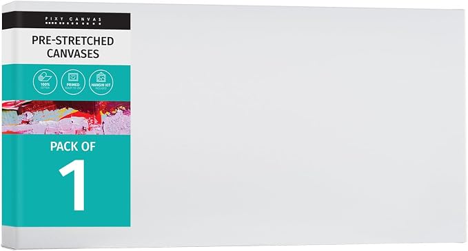 Value Pack of 1 Stretched Canvas 8x16 inch, 1-1/2 (1.5) inch deep for Your Paintings/Artwork/Wall Art/Wall Decor (Pack of 1 Canvas, 8 x 16 inch, Landscape) by PIXYCANVAS