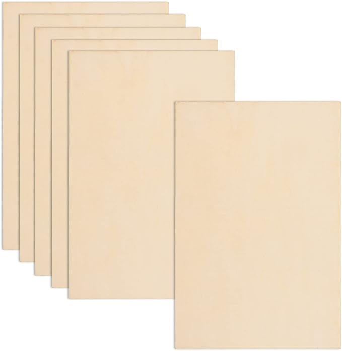 6 Pack Basswood Sheets 12 x 18 x 1/8 Inch-3 mm Unfinished Plywood for Craft Thin Wood Boards Sheets Rectangle Wood Panels for DIY School Projects, Painting, Laser Projects, Woodworking, Model Making by AWIZOM