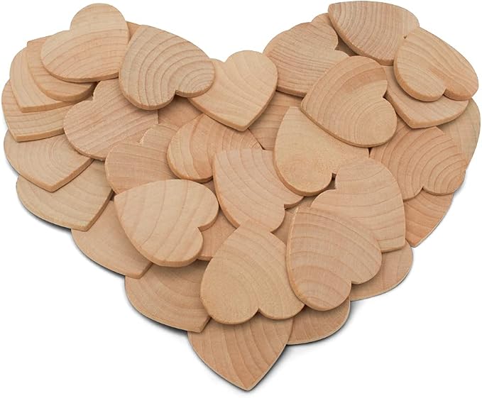 100 Small Wooden Hearts for Crafts 1-1/2 inch, 1/4 inch Thick, Hearts for Country Wedding Table Decor/Guestbooks, by Woodpeckers - Image 3