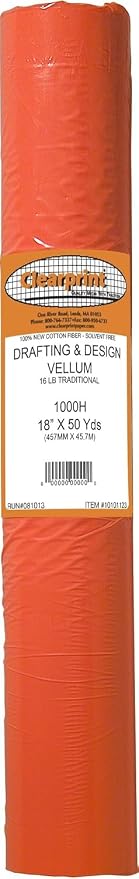 Clearprint 30" x 50 Yards 1000H Design Vellum Roll, 16 lb., 100% Cotton, 1 Each by Clearprint