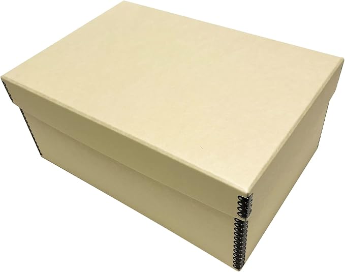 Golden State Art, Archival Photos Storage Boxes, 5"x8"x12", Tan | Acid-Free Card Preservation Box with Removable Lid, for Storing Artwork Pictures Prints Negatives Documents and Paper by GoldenStateArt