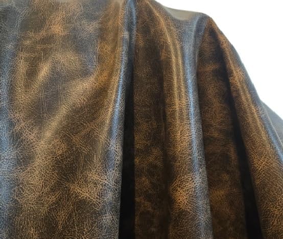 Brown Vintage Distressed Antiqued Faux Leather Fabric PU Peta Approved Vegan Leather by the Yard Synthetic Pleather 0.9 mm Nappa 1 Yard 36 x 54 inch Upholstery Fabric Sheet (Brown Vintage, 36"x54") - Image 12