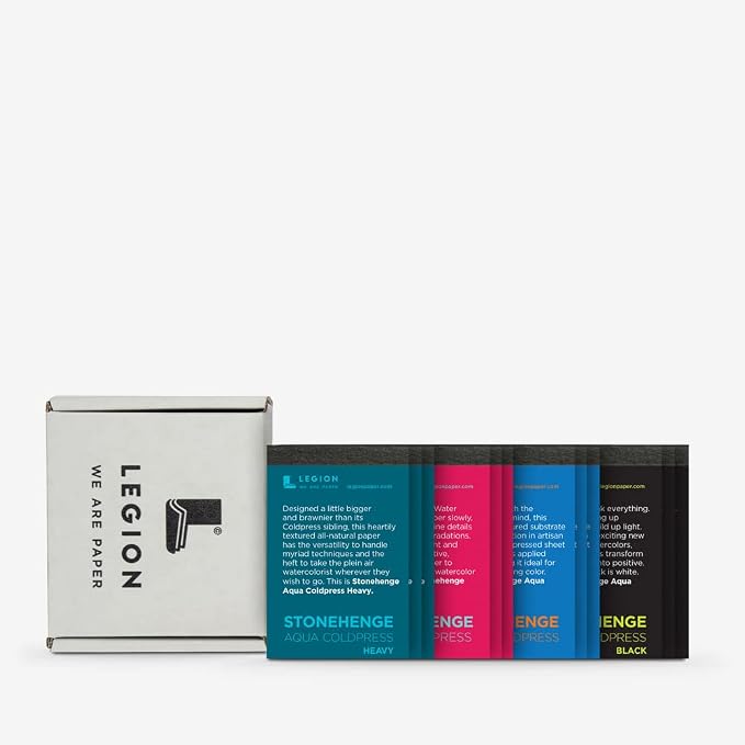 Stonehenge Aqua 100% Cotton Mini Pad Set: 12 Watercolor Mini Pads, 2.5 by 3.75 Inches, Assorted Weights, Coldpress and Hotpress for Wet and Dry Media by Stonehenge