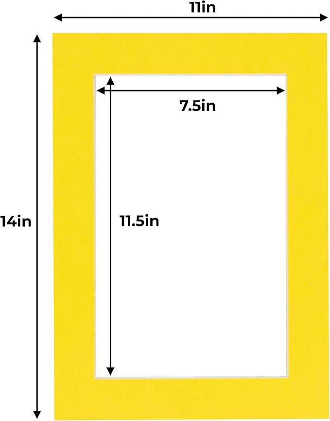 8x12 Mat for 11x14 Frame - Precut Mat Board Acid-Free Show Kit with Backing Board, and Clear Bags Yellow 8x12 Photo Matte Made to Fit a 11x14 Picture Frame Matboard for Framing, Pack of 1 Mat - Image 4
