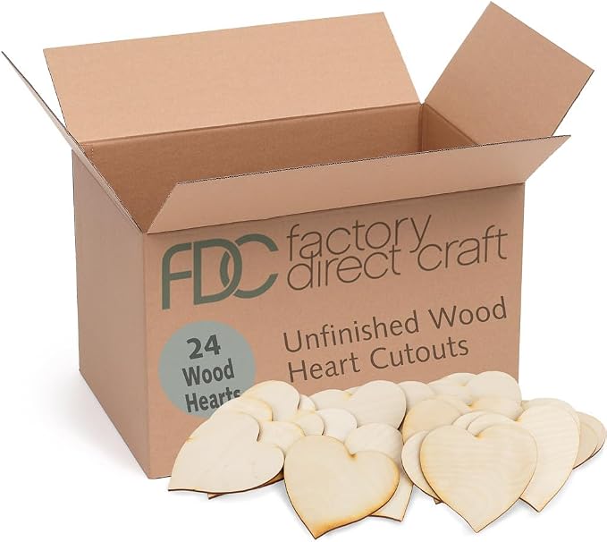 Pack of 24 Unfinished Wooden Heart Cutouts - Blank Wood Heart Shapes DIY Valentine's Day Sweetest Day Craft Projects Made in USA (Size: 4-1/2" H x 4-1/2" W) - Image 2