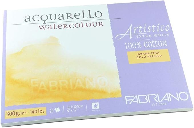 Fabriano Artistico 140 lb. Cold Press 20 Sheet Block 9x12" - Extra White - Image 2