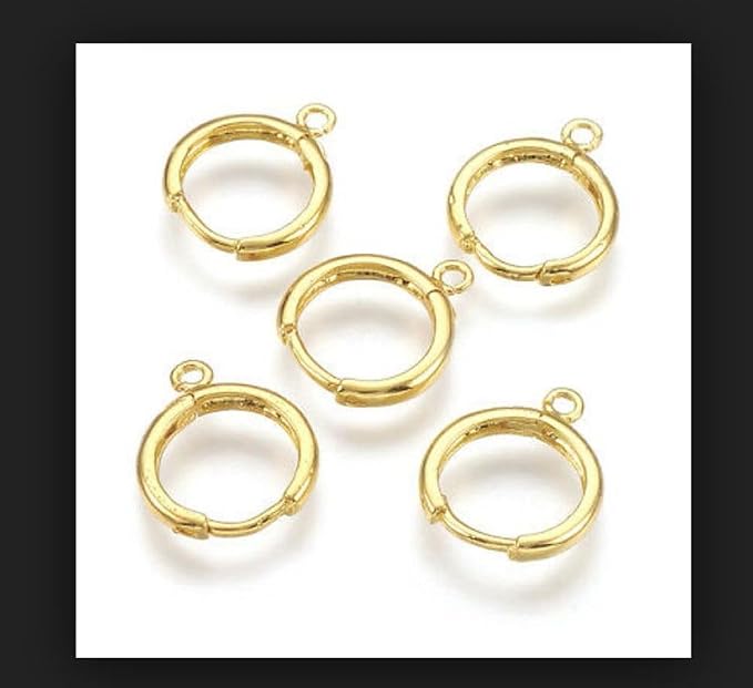 200pcs Adabele Tarnish Resistant Gold Round Huggie Earring Hooks 14mm | 18K Yellow Gold Plated Hinged Hoop Ear Wire, Open Loops to Attach Charms Gemstones Dangles Craft Earrings Jewelry Making - Image 4