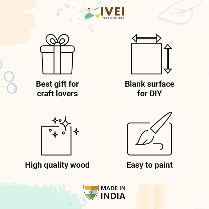IVEI Wooden DIY Blank Name Plate Base Wood Sheet Craft - Plain Wooden Board Circular Cutouts for Painting Wooden Sheet Craft, Decoupage, Resin Art Work & Decoration - Image 3