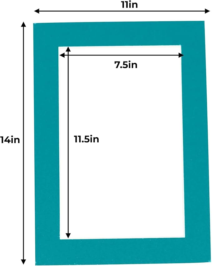 8x12 Mat for 11x14 Frame - Precut Mat Board Acid-Free Show Kit with Backing Board, and Clear Bags Teal Blue 8x12 Photo Matte Made to Fit a 11x14 Picture Frame Matboard for Framing, Pack of 10 Mats - Image 4