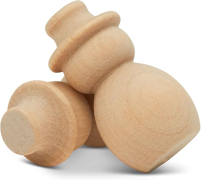 Snowman Peg Dolls 1-13/32 inch, Pack of 25 Wooden Peg Dolls for Christmas Crafts, Nativity Scenes, Holiday Decorations, by Woodpeckers by Woodpeckers