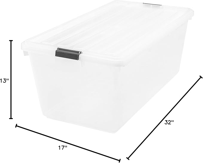 IRIS USA 91 Qt Stackable Storage Bins with Lids, Clear | Clear design makes contents easy to identify while organizing closets, bedrooms and storage rooms, Stackable and nestable - Image 6
