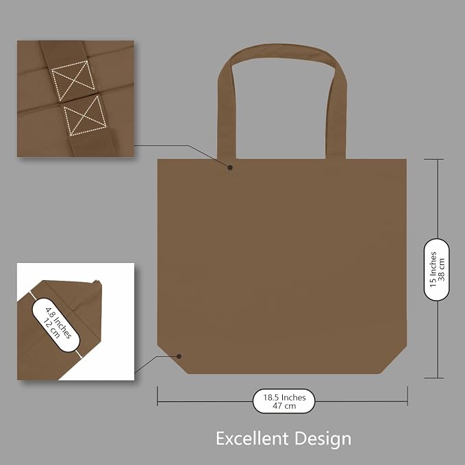 TOPDesign 1-Pack Super Strong Large 12oz Cotton Canvas Tote Bag, Reusable Grocery Shopping Cloth Bag, Fashionable Two-Tone Tote for Crafts, DIY Your Creative Designs - Image 5