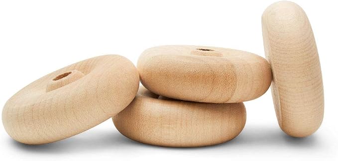 Classic Mini Wooden Wheels, Great for Crafts Too, 1-3/4 Inch Diameter, 9/16 Inch Thick, 1/4 Inch Hole, Pack of 24, by Woodpeckers by Woodpeckers