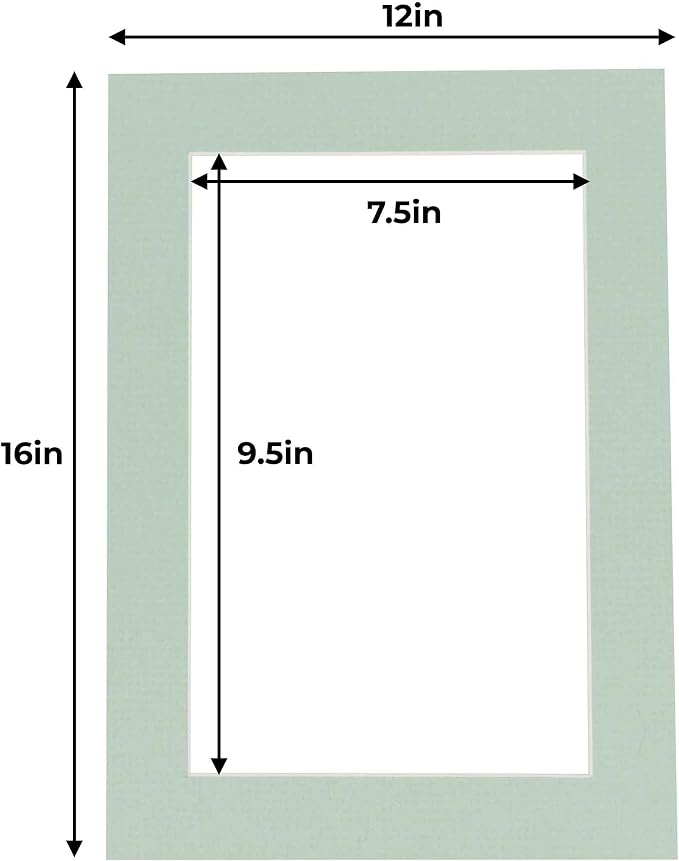 8x10 Mat for 12x16 Frame - Precut Mat Board Acid-Free Show Kit with Backing Board, and Clear Bags Honeydew Green 8x10 Photo Matte For a 12x16 Picture Frame Matboard for Framing, Pack of 25 Mats - Image 3