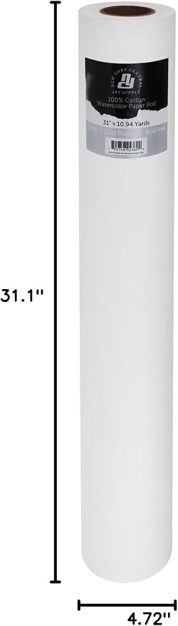 New York Central Large Watercolor Paper Roll for Artists - 140 lb Cold Press - 31" x 10.94 yd, 3 Pack - 100% Cotton Bright White Acid-Free Archival Roll of Cold Pressed Watercolor Paper - Image 8